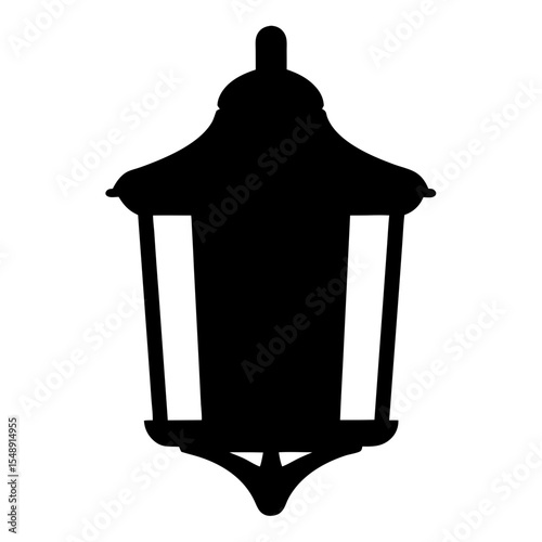 Silhouette of an antique street lamp, detailed ornamental fixture illustration