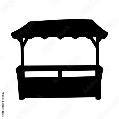Silhouette of a Market Stall with a Roof and Sales Counter