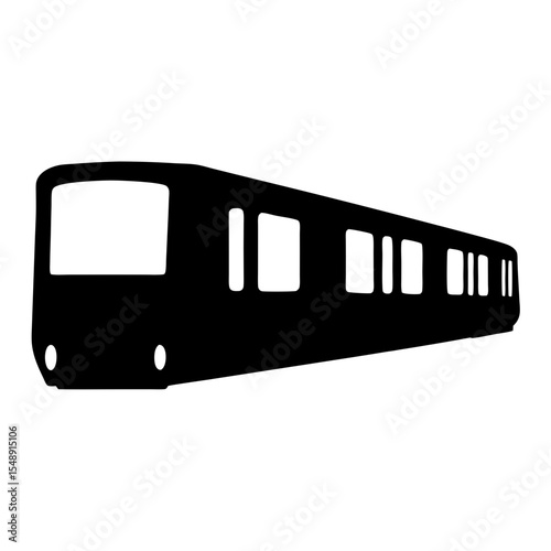 Black and white silhouette of a subway train car side view