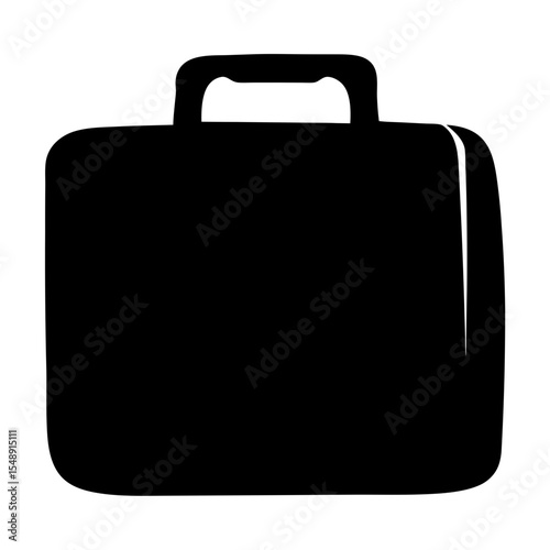 Simple Black Briefcase Illustration with a Handle for Business Needs
