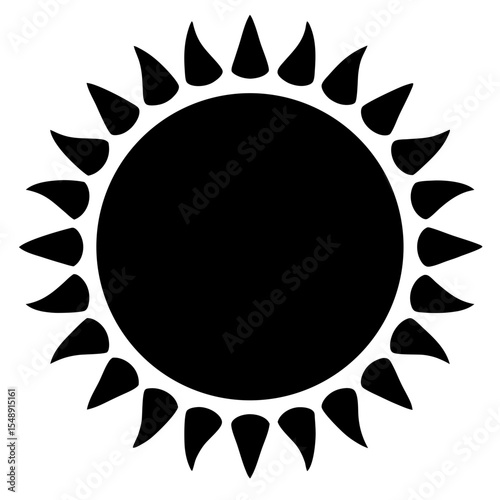 Simple vector drawing of a black sun with triangular rays radiating outward