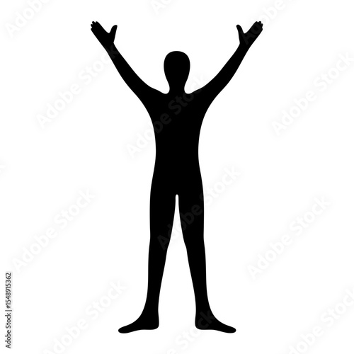 Silhouette of a person with arms raised above their head in praise
