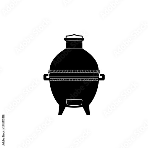 Outdoor oven with a black silhouette on a transparent background