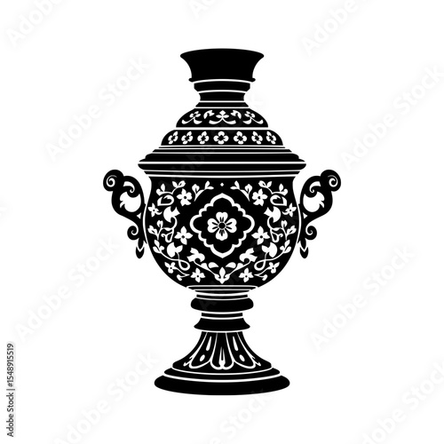 Richly decorated with floral patterns samovar  