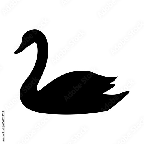 A captivating silhouette of a swan gracefully floating on tranquil waters, depicted beautifully