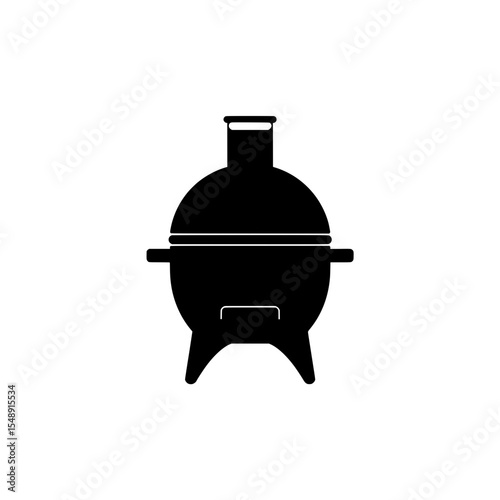 Outdoor oven with a black silhouette on a transparent background