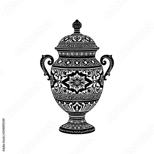Richly decorated with floral patterns samovar
