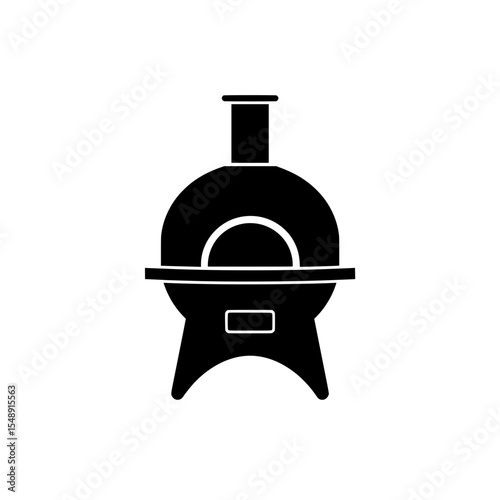 Black outdoor pizza oven on standalone base  