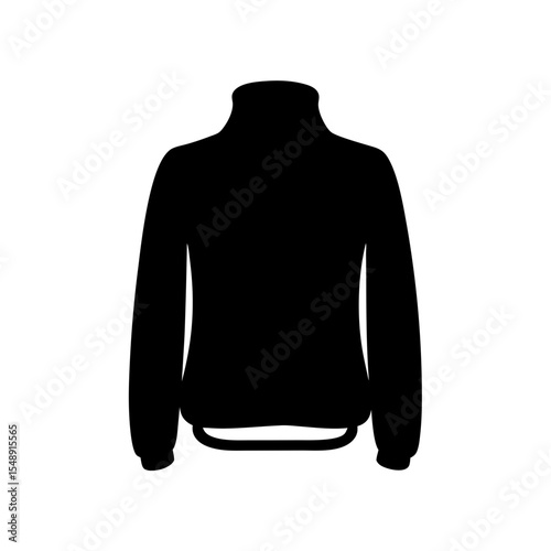 Black silhouette of a long sleeved turtleneck sweater on white background