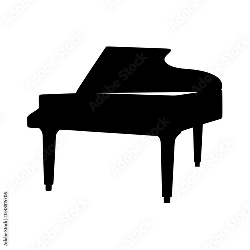 Grand piano silhouette in black and white, a musical masterpiece in waiting