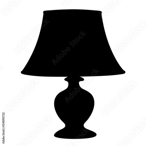 Elegant silhouette of a bedside table lamp with a rounded base