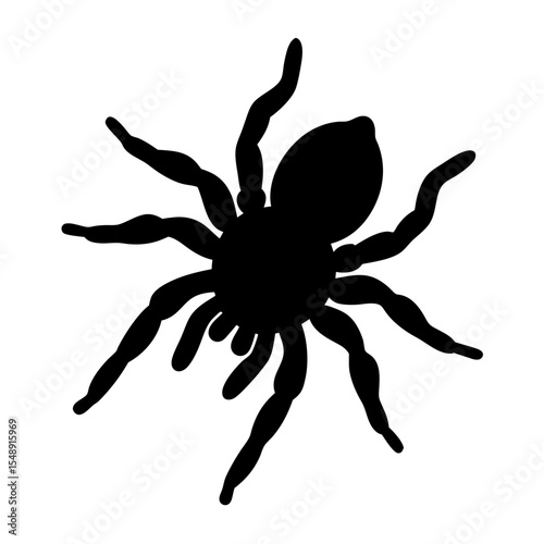 Creepy Crawly Spider Silhouette on White Background for Halloween Designs and Crafts