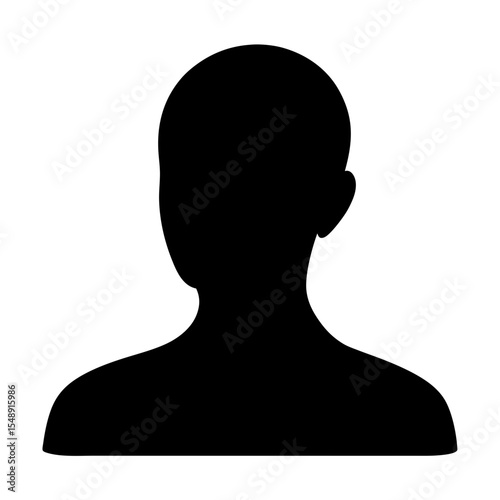 Silhouette of a person, head and shoulders, simple black shape on white