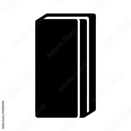 A simple minimalist black and white illustration of a closed book icon