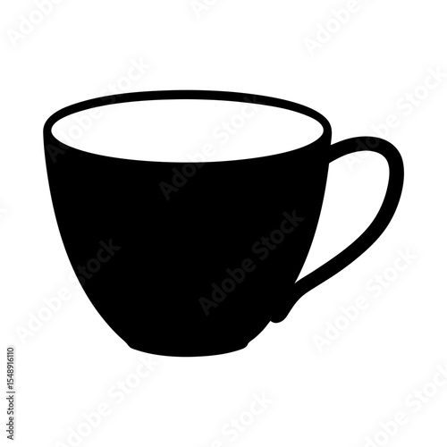 Isolated black coffee cup silhouette with handle on white background drawing