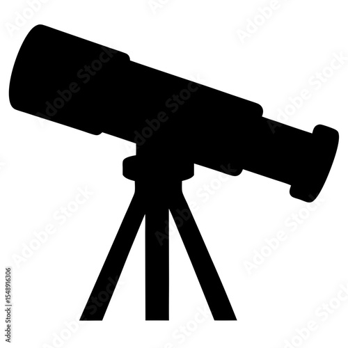 Silhouette of a telescope on a tripod used for astronomy study
