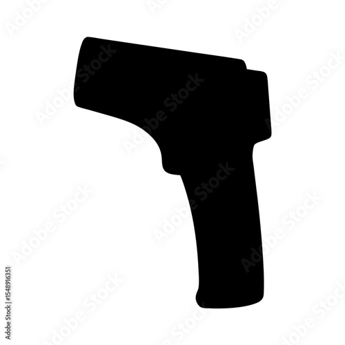 Black Silhouette of a NonContact Infrared Thermometer on a White Background
