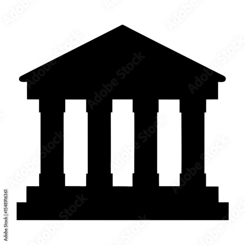 Black silhouette of a classical greek or roman style building with columns
