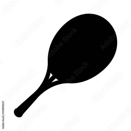 Black silhouette of a tennis racket poised for an energetic game