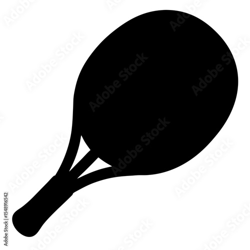 Black Silhouette of a Tennis Racket on White Background  Sports Equipment