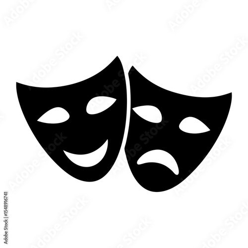 Black and White Comedy and Tragedy Masks Representing Dramatic Arts
