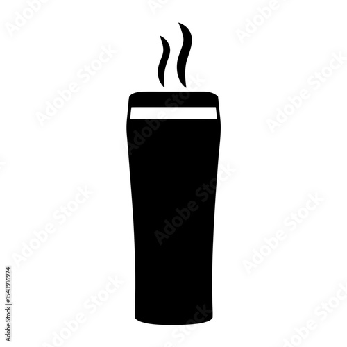 Stylized Black Silhouette of a Tall Glass with Steaming Hot Liquid