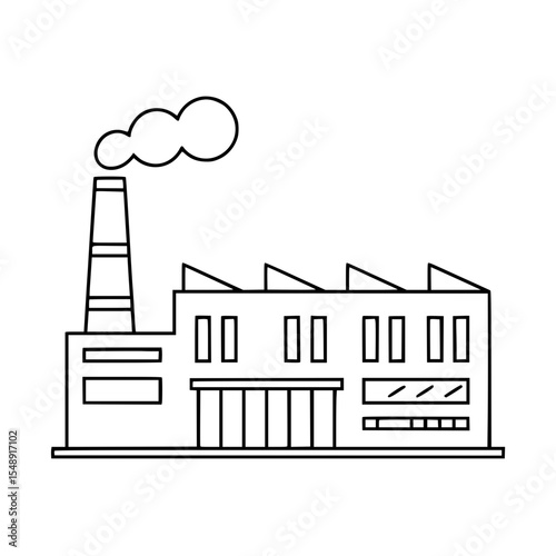 Line art illustration of an industrial factory