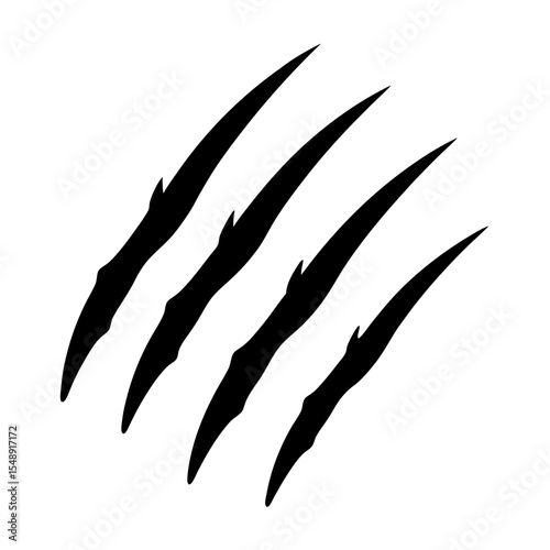 Black Claw Marks on White Background, indicating an animalistic attack or struggle