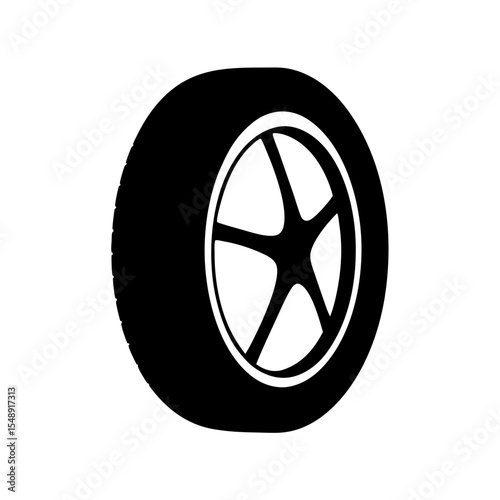 A Black and White Illustration of a Car Wheel with Five Spokes