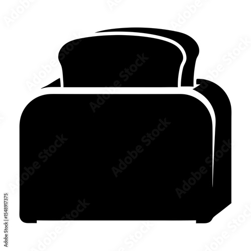 Silhouette Illustration of a Toaster with Two Slices of Toast
