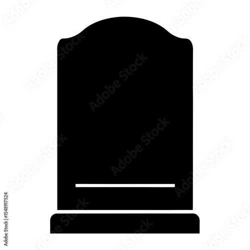 Simple and Elegant Black Gravestone on a White Background, Minimalist Style