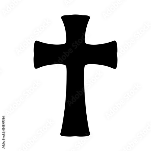 Simple Maltese cross silhouette with distinct flared edges for use in graphic design