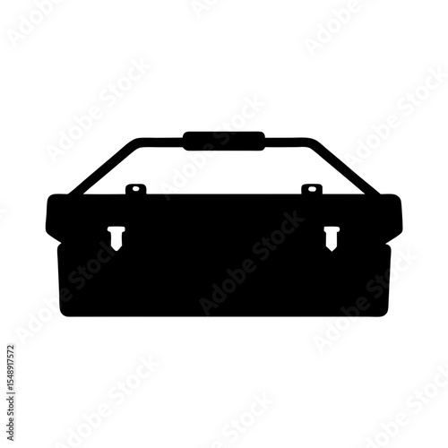 Detailed vector image of a black toolbox with a handle overhead
