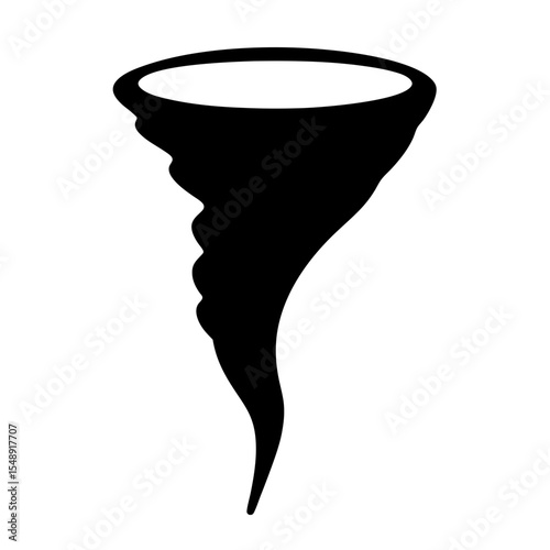 Black silhouette of a swirling tornado, a destructive natural phenomenon and hazard