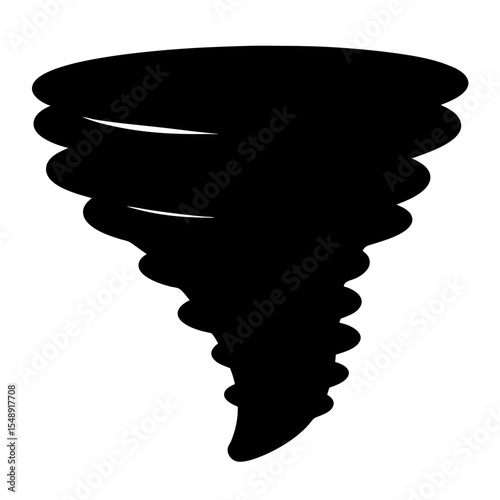 Silhouette of a swirling tornado, representing danger and chaotic weather patterns