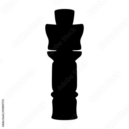 Black silhouette illustration of a chess king piece isolated on white background