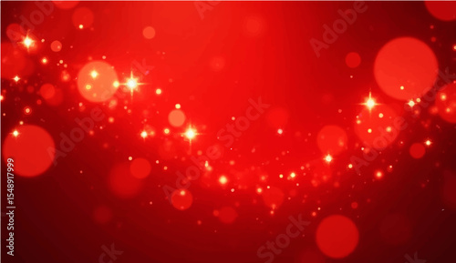 abstract Red Christmas holiday background with glowing lights hearts and stars festive winter celebration design