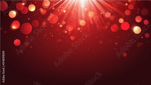abstract Red glowing Christmas lights with bokeh and sparkling festive background design