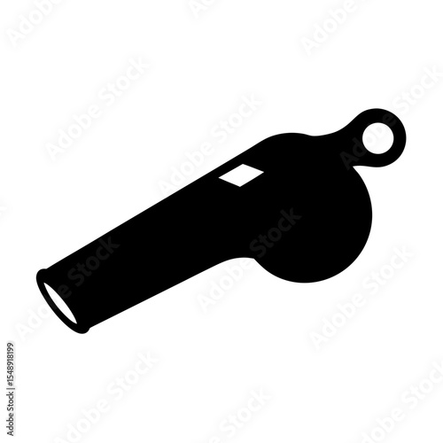 Black silhouette of a whistle on a white background, isolated design