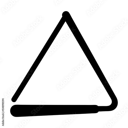 Black and white drawing of a percussion triangle musical instrument