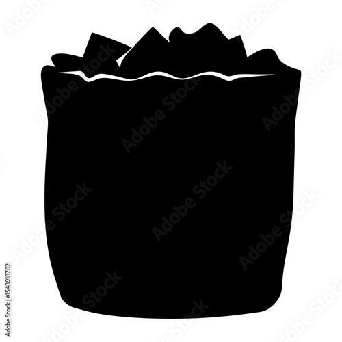 Dramatic Black Silhouette of a Full Trash Can or Container Shape