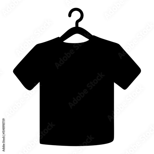 Black TShirt on Hanger, Simple Vector Illustration for Apparel Design