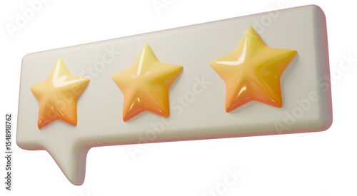 Star rating in cartoon style speech bubble. 3d rendered icon illustration.