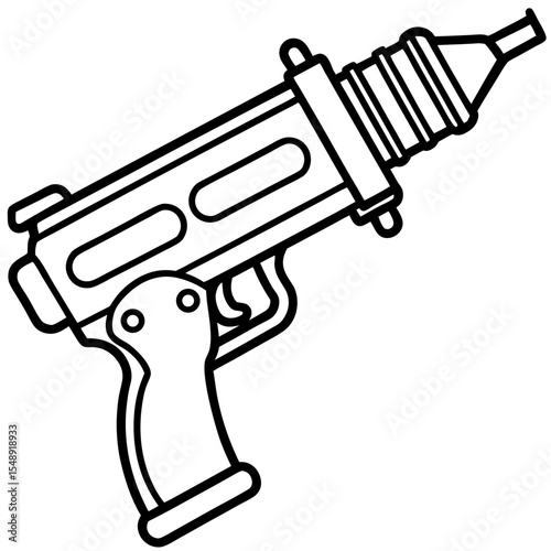 Minimalist Rivet Gun Line Art Illustration