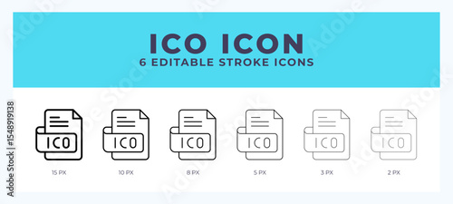 Ico file icon set with different stroke. Design elements for logo. Vector illustration.