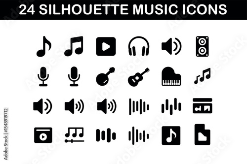 Silhouette Music Icons Set