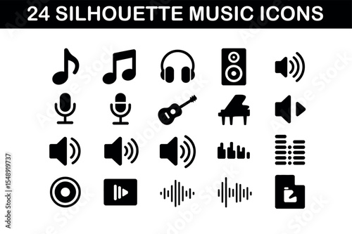 Silhouette Music Icons Set