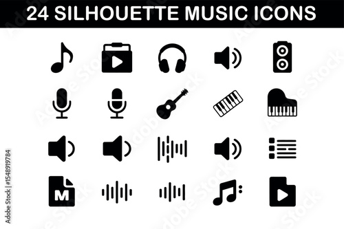 Silhouette Music Icons Set