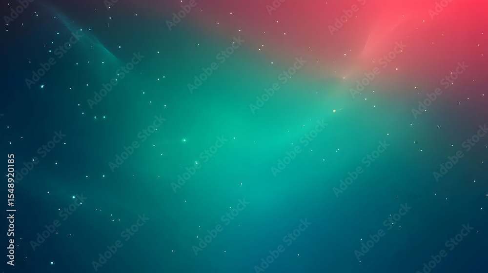 Fototapeta premium Abstract teal and red nebula background with sparkling stars for wallpapers and design