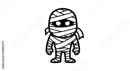 Cartoon Mummy Vector SVG Illustration with Flat Design Style Featuring Wrapped Bandages and Large Eyes